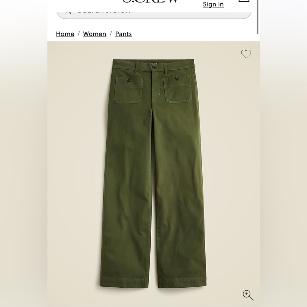 J. Crew Olive Wide-Leg Trousers